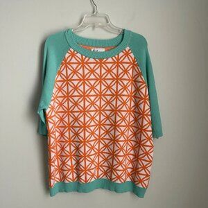 The Oblong Box Shop Denialle Von Fitch Teal Orange Breeze Blocks Sweater